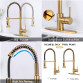 Torneira aquacubica de brass sólida Cupc Certificada Spring Gold Gold Spring Kitchen Torneira